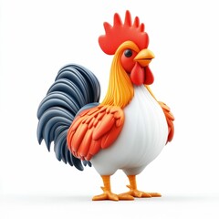 Colorful Rooster Illustration on White Background