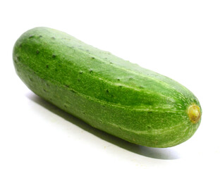 Courgettes (Cucurbita pepo), whole and cut, on white - stock photo
