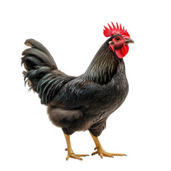 Fototapeta premium Vibrant Hen with Bright Red Comb in Natural Setting