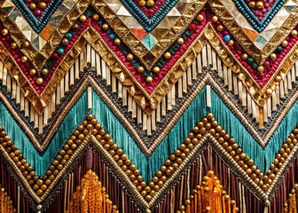 Fototapeta premium Art Deco Sequinned Fringe: Geometric, glamorous, shimmering, vibrant, luxurious, sophisticated