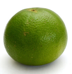 On the white background stood the emperor's orange flesh - stock photo
