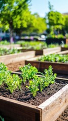 Urban Garden with Vibrant Raised Beds