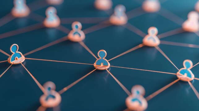 Abstract representation of a global network with interconnected figures, symbolizing connectivity and communication in modern digital society. - Powered by Adobe