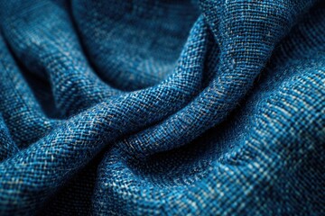 Fototapeta premium Close up abstract fabric texture in Prussian blue for backgrounds.