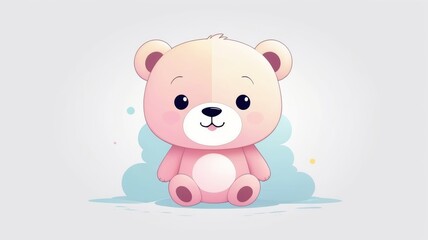 Fototapeta premium A cute pastel teddy bear sitting on a fluffy cloud, exuding a sense of warmth and whimsy.