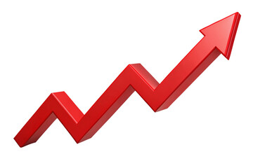 Business profit growth 3d graph line isolated on white. 