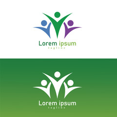 People Care Logo. Community family gradient logo design template