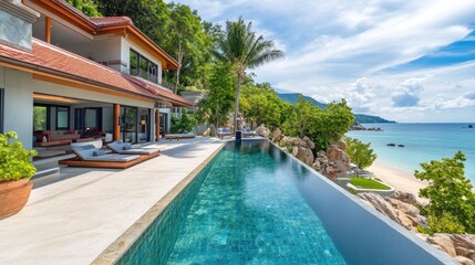 Beachfront villa with an infinity pool and terrace