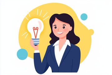 A businessman holding a light bulb, innovation in business, 3D illustration, isolated on white background