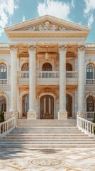 Fototapeta premium Opulent Mansion Exterior with Marble Columns