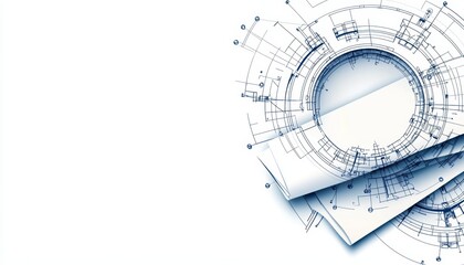 A construction blueprint on a table, industrial planning and design, flat vector art, isolated on white background