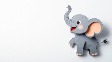 Cute cartoon elephant with big ears and a joyful expression, ideal for children's materials.