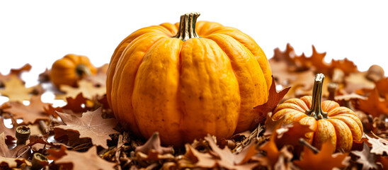 Pumpkins and autumn leaves