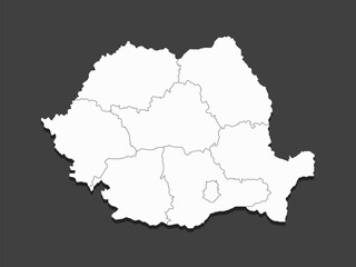 Obraz premium Vector map country Romania divided on regions