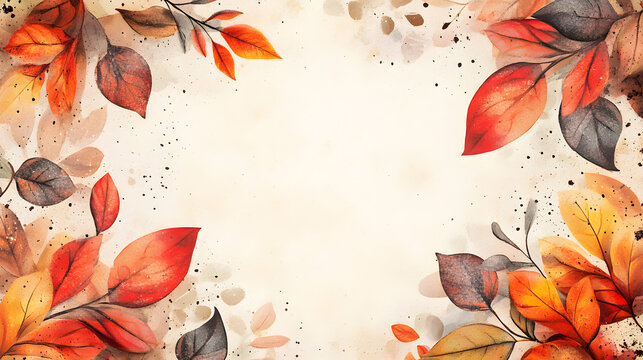 Creatively Designed Autumn Banner Card with Leaf Motifs and Personal Center Space for Messages