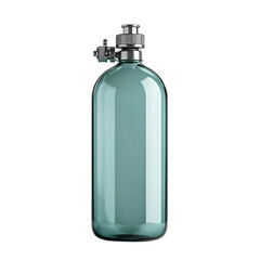 A small glass oxygen bottle for hospital use on an isolated background