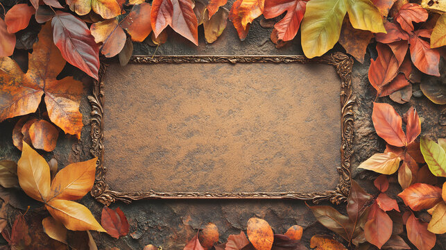 A Beautifully Designed Autumn Banner Card with Vibrant Leaves and Warm Colors for Personalized Text
