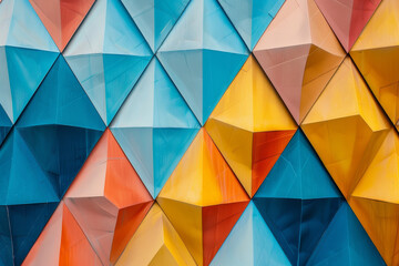 Fototapeta premium A colorful wall made of triangles