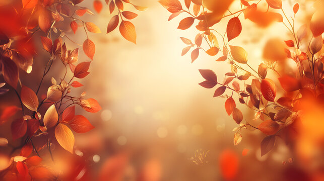 An Elegant Autumn-Themed Banner Card with Rich Foliage and Gradient Hues for Custom Text