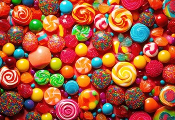 Fototapeta premium vibrant close display colorful candy textures shapes featuring kaleidoscope sweet treats, rainbow, lgbtq, lgbt, pride, love, equality, candies
