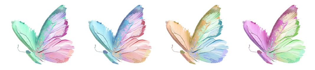 Acrylic brush stroke butterfly shape png cut out element set