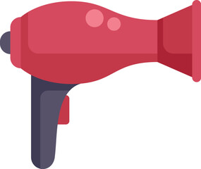 Red hair dryer blowing hot air for styling hair at a salon or at home
