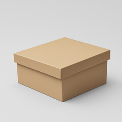 Kraft Box Mockup isolated light grey background, 3d render