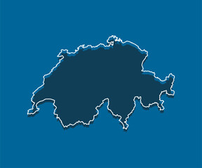 Vector outline map Switzerland line border country
