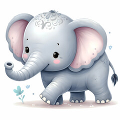 Obraz premium illustration of cute elephant hand painted isolated on white background