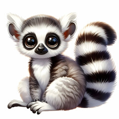 Obraz premium illustration of cute lemur hand painted isolated on white background