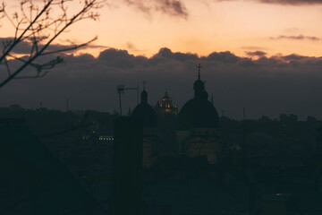 panorama of a night European city
