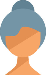 This flat design icon is featuring a generic woman with her hair tied up in a bun, representing the concept of aging