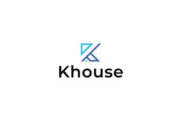 Letter k modern line art home logo