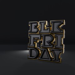 Black Friday Super Sale. Realistic black. Dark and golden text lettering. 