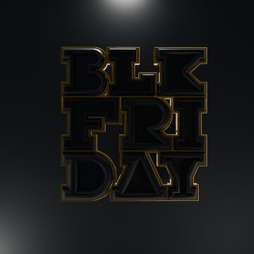 Black Friday Super Sale. Realistic black. Dark and golden text lettering. 