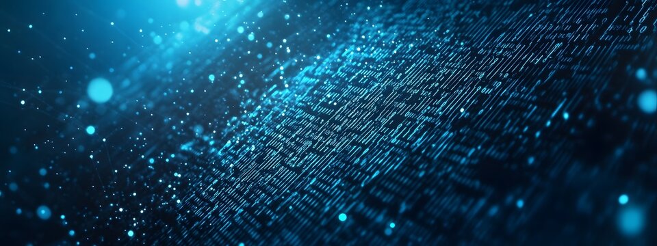 Digital binary code background with blue color, representing data and technology