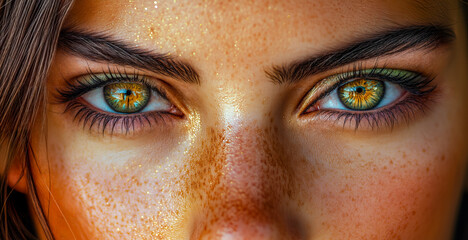 Fototapeta premium Gros plan sur des yeux colorés de femme