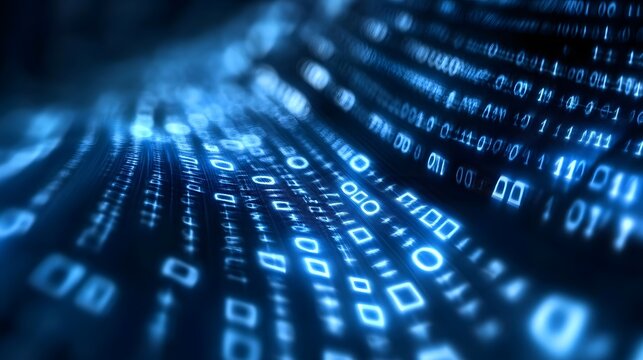 Digital binary code background with blue color, representing data and technology