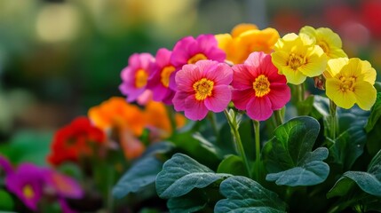 Color blooms in spring garden.