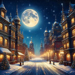 Moonlit Winter Wonderland: A Magical Victorian Christmas Night
