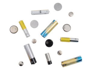 some types of batteries scattered