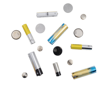 some types of batteries scattered