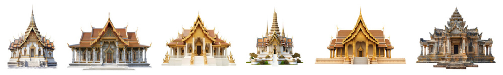 Fototapeta premium Asia landmarks destination png cut out element set