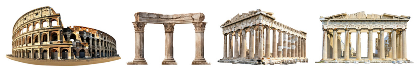 Naklejka premium Ancient civilization historic landmark of the world png cut out element set
