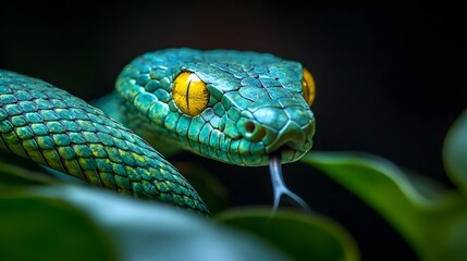Fototapeta premium snake, green, reptile, animal, nature, tree, python, wildlife, scales, wild, viper, eye, boa, serpent, zoo, poisonous, snakes, mamba, head, closeup, danger, dangerous, ecology