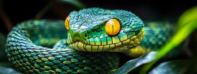 Fototapeta premium snake, green, reptile, animal, nature, tree, python, wildlife, scales, wild, viper, eye, boa, serpent, zoo, poisonous, snakes, mamba, head, closeup, danger, dangerous, ecology