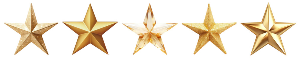Obraz premium Sparkling golden star png cut out element set