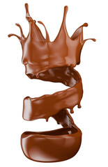 chocolate splash isolated on a white background. 3d render