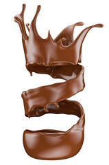 chocolate splash isolated on a white background. 3d render