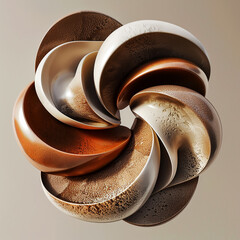 Circular shapes in earthy tones, form an organic, abstract composition design. Generative AI